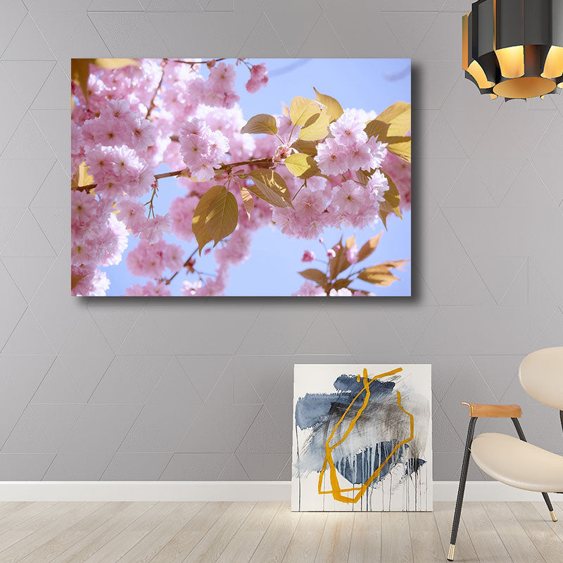 Heller Sakura-Leinwanddruck, florale Schlichtheit, Heim-Wand-Kunst-Dekor für das Wohnzimmer