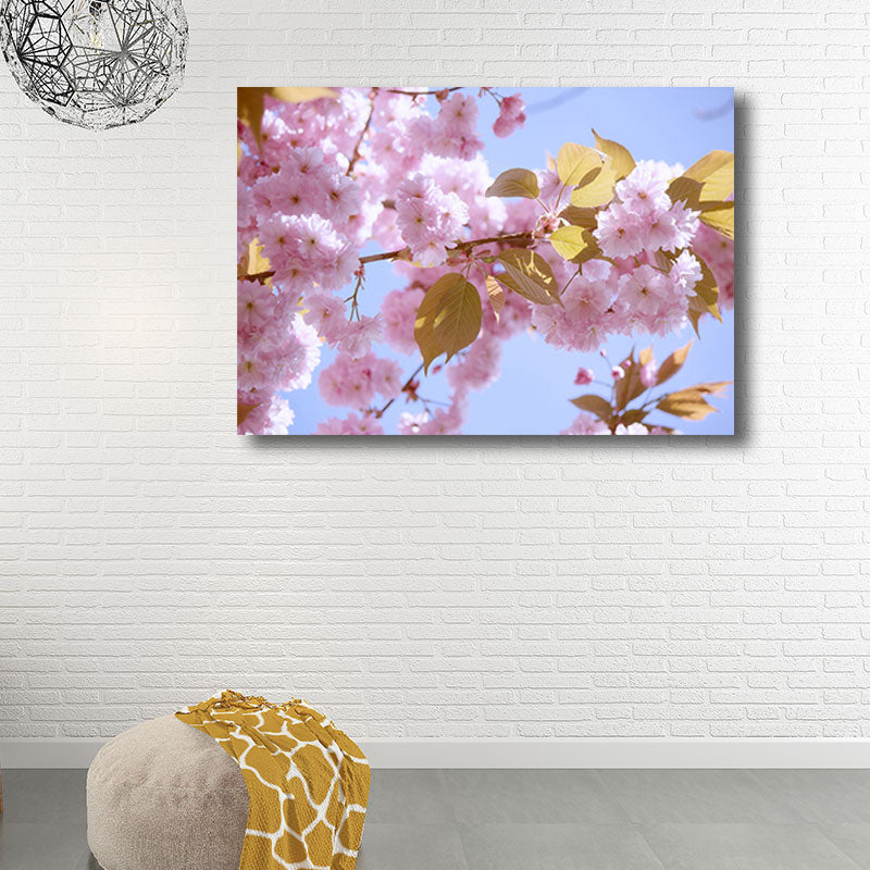 Heller Sakura-Leinwanddruck, florale Schlichtheit, Heim-Wand-Kunst-Dekor für das Wohnzimmer