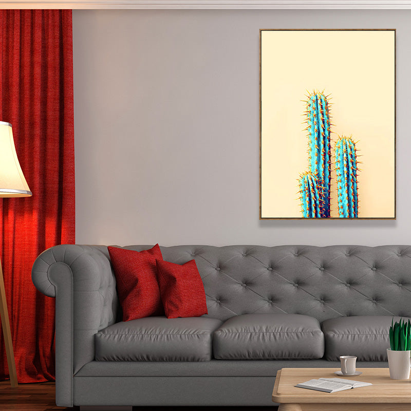 Minimalistischer Kaktus-Leinwanddruck in sanften Farben für die Wanddekoration im Wohnzimmer, mehrere Größenoptionen