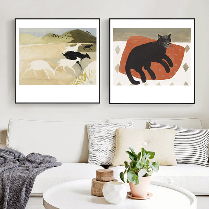 Dark Color Wild Animal Painting Textured Wall Art Print for Bedroom, Multiple Size Options