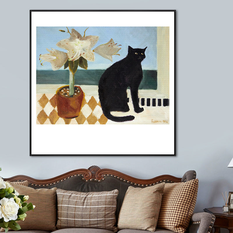 Dark Color Wild Animal Painting Textured Wall Art Print for Bedroom, Multiple Size Options