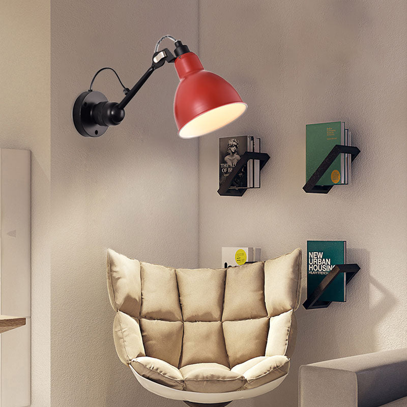 Modern Style 1 Head Wall Mounted Lamp with Metal Shade Black/White Domed Sconce Lighting for Living Room