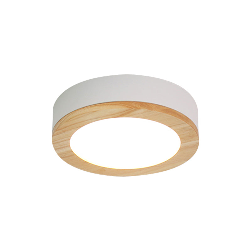 Drum Ceiling Light, Kids Flush Mount Light Fixture with Wood and Acrylic Shade for Bedroom
