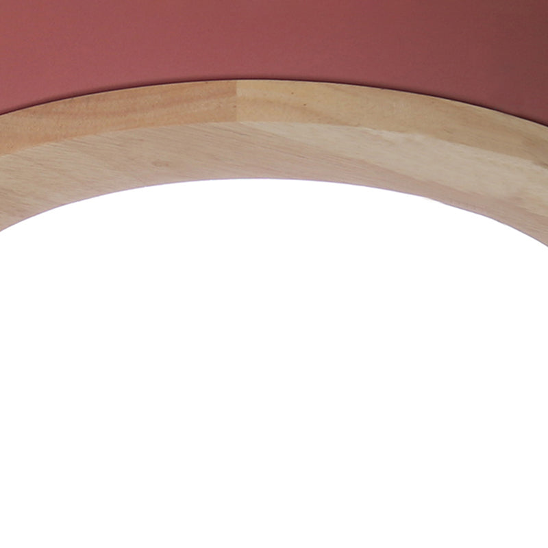 Drum Ceiling Light, Kids Flush Mount Light Fixture with Wood and Acrylic Shade for Bedroom