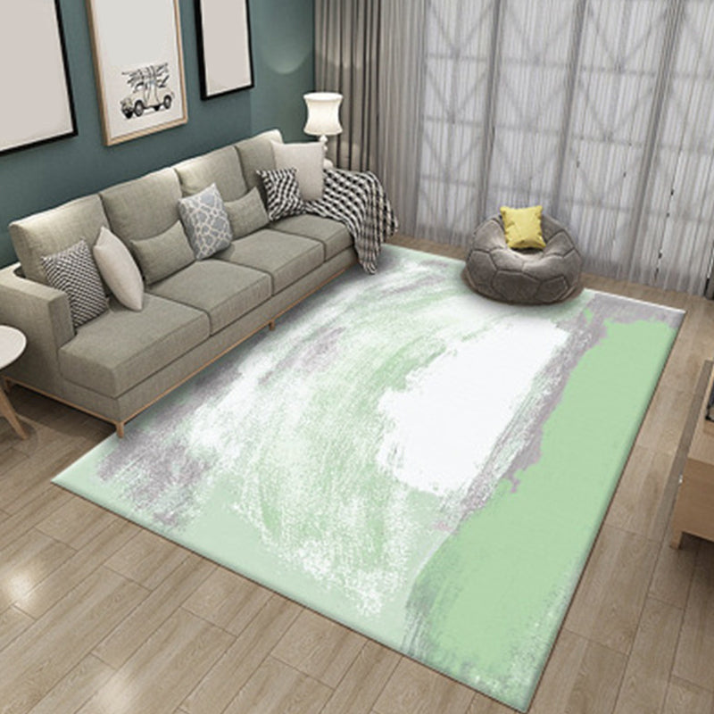 Pink and Green Bedroom Rug Modern Abstract Pattern Area Rug Polyester Stain-Resistant Carpet