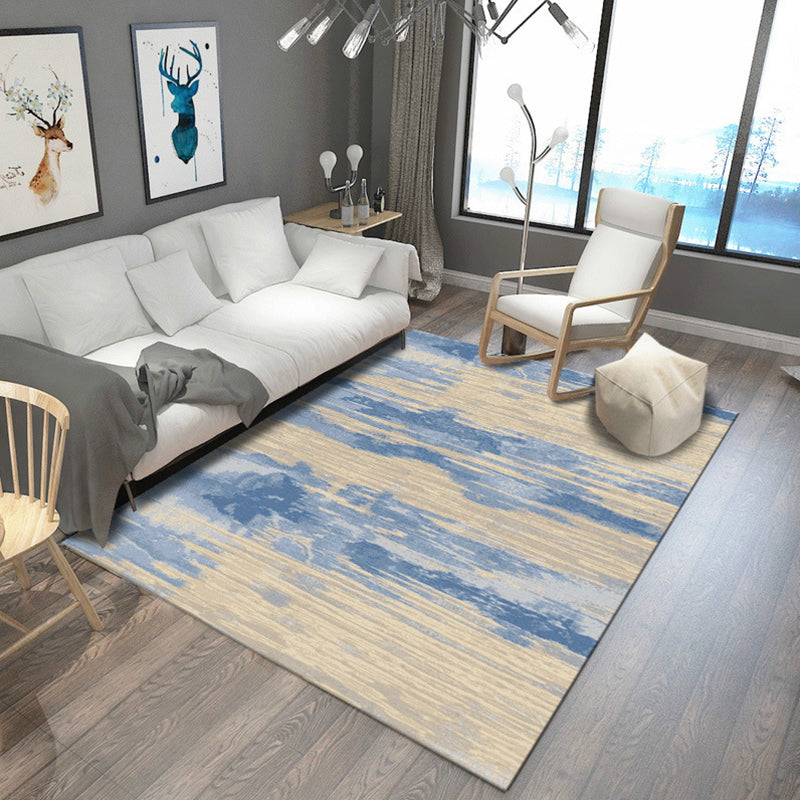 Casual Modern Rug in Brown and Blue Abstract Pattern Rug Polyester Stain-Resistant Carpet for Home Decoration