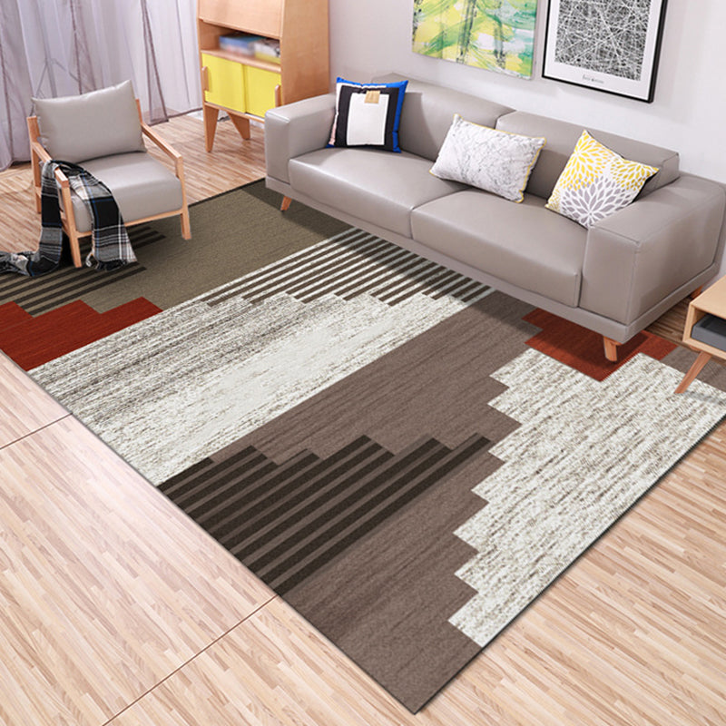 Blue and Grey Bedroom Rug Modern Geometric Pattern Area Rug Polyester Washable Non-Slip Backing Carpet