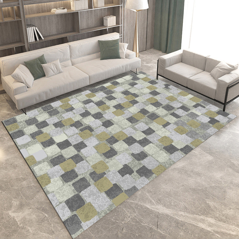 Black and Orange Bedroom Rug Modern Color Block Triangle Rectangle Pattern Area Rug Polyester Washable Carpet