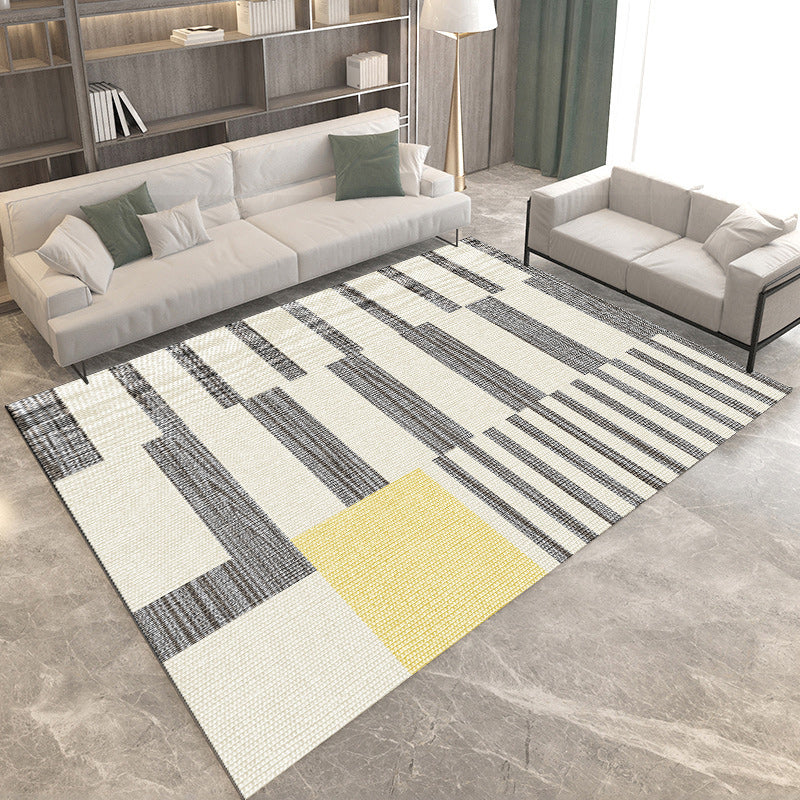 Black and Orange Bedroom Rug Modern Color Block Triangle Rectangle Pattern Area Rug Polyester Washable Carpet