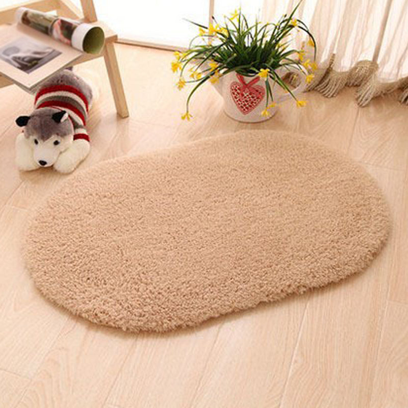 Red and Brown Bedroom Rug Casual Solid Color Area Rug Polyester Pet Friendly Washable Carpet
