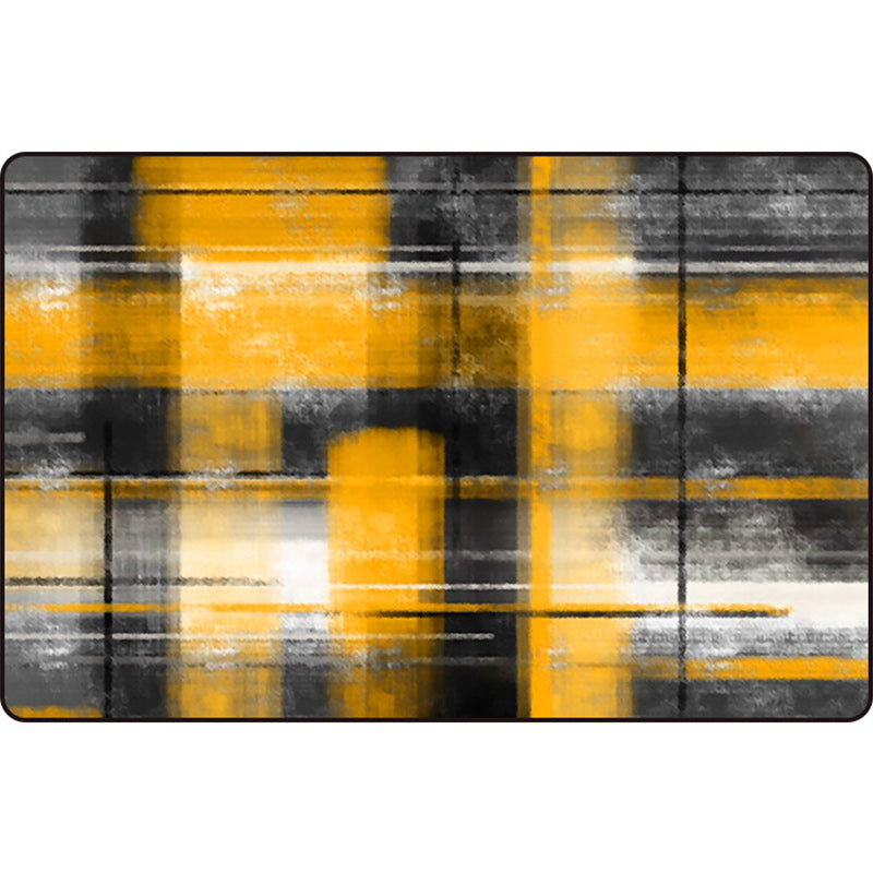 Casual Modern Rug in Black and Blue Abstract Rectangle Pattern Rug Polyester Pet Friendly Carpet for Home Decoration