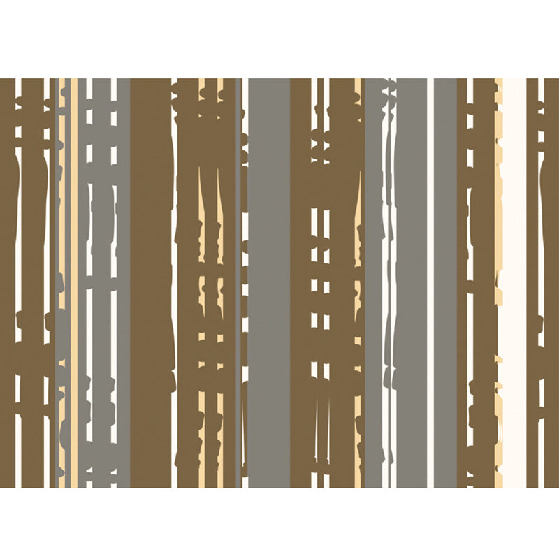 Nordic Modern Rug in Brown Abstract Stripes Pattern Rug Polyester Pet Friendly Carpet for Home Decoration