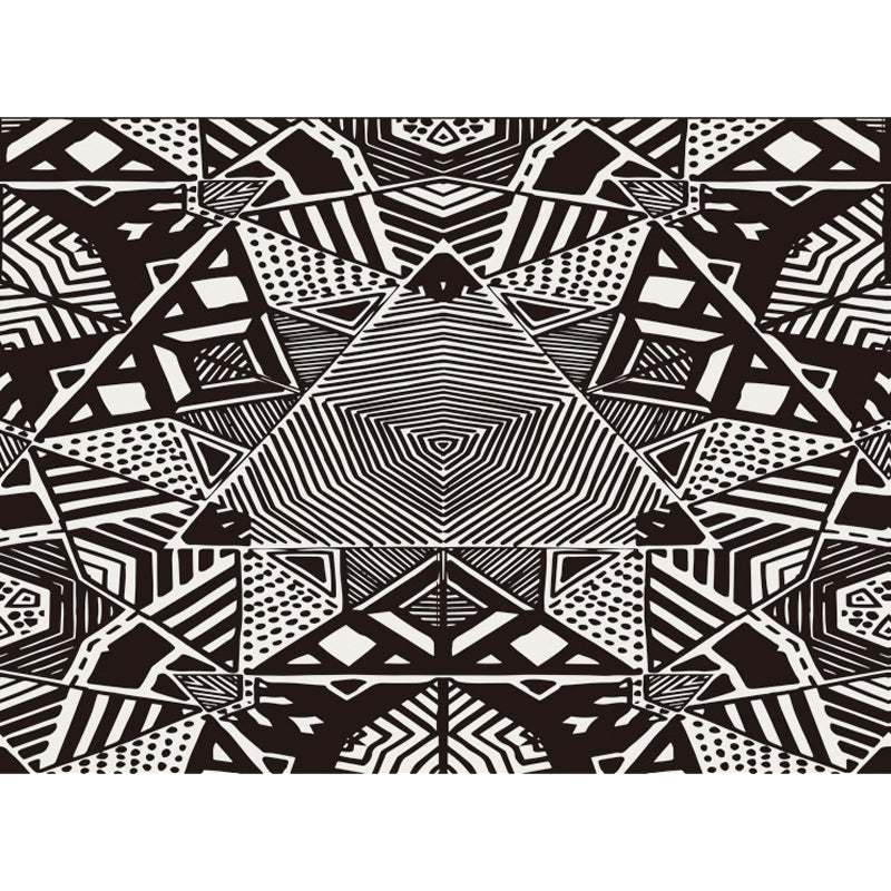 Nordic Modern Rug in Black Lines Dots Pattern Rug Polyester Machine Washable Carpet for Home Decoration