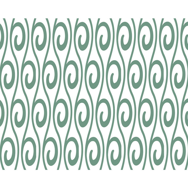 Modern Living Room Rug in White and Green Curved Line Print Rug Polyester Pet Friendly Area Rug