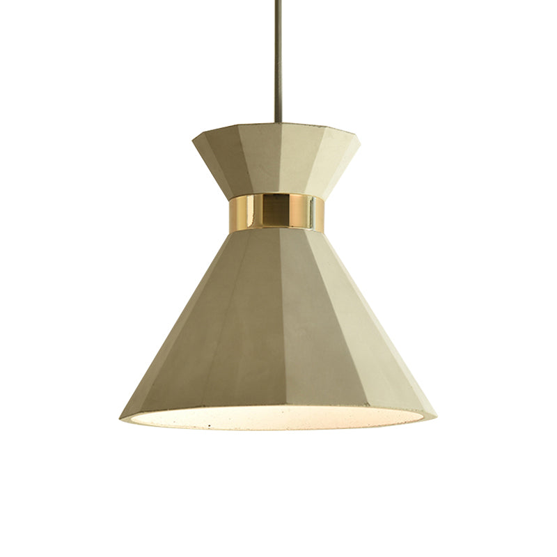 Luz de colgante geométrico Cemento nórdico 1 Luz de techo colgante gris claro, 9 "/10" de ancho