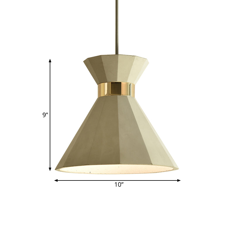 Luz de colgante geométrico Cemento nórdico 1 Luz de techo colgante gris claro, 9 "/10" de ancho