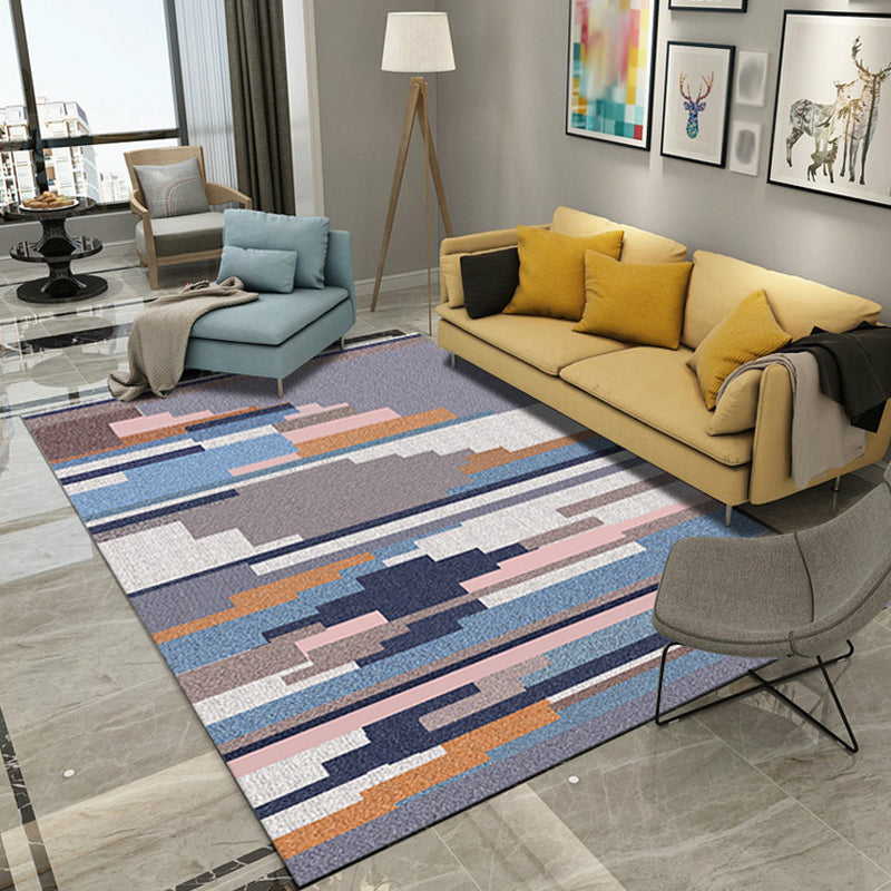 Yellow and Black Bedroom Rug Modern Geometric Triangle Square Pattern Area Rug Polyester Washable Carpet