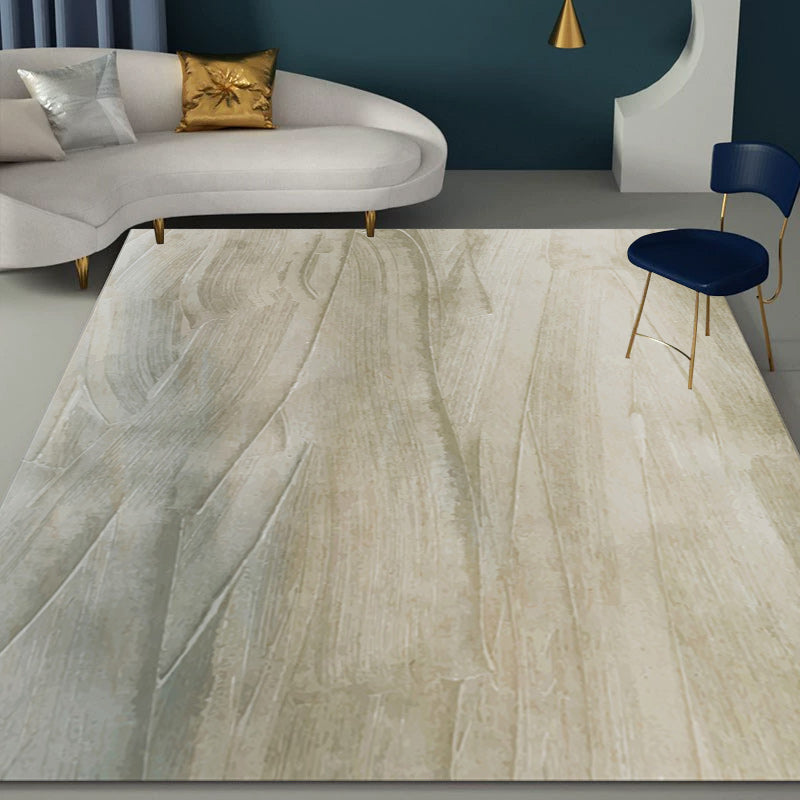 Modern Living Room Rug in Brown Abstract Print Rug Polyester Machine Washable Non-Slip Area Rug