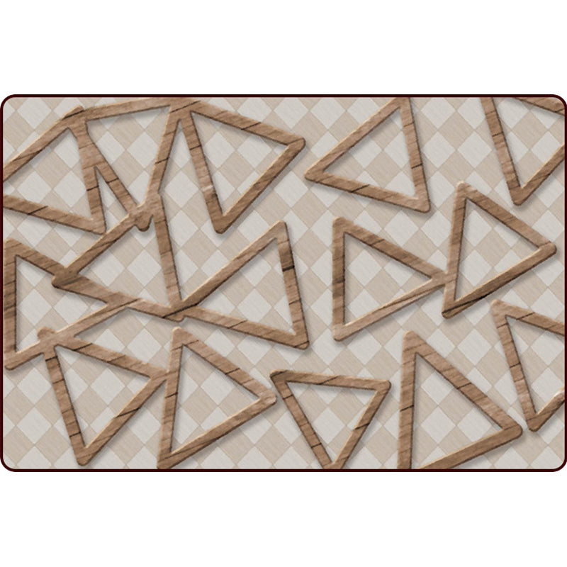 Simple Modern Rug in Brown Geometry Triangle Square Pattern Rug Polyester Anti-Slip Carpet for Home Decoration