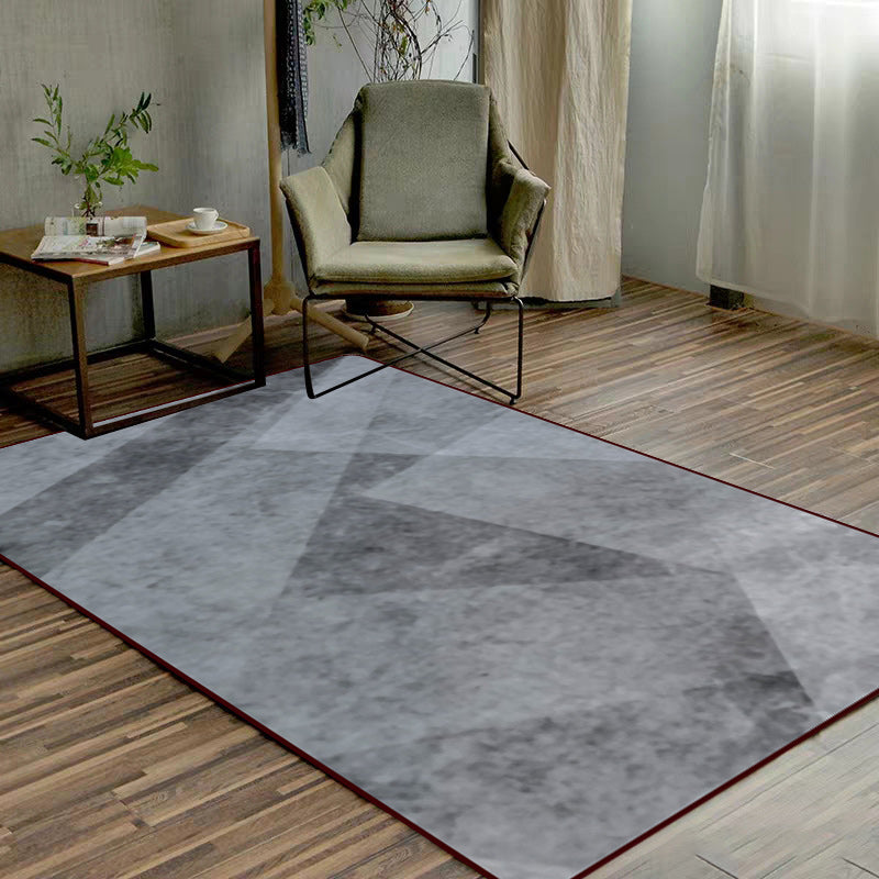 Modern Living Room Rug in Grey Abstract Irregular Shape Print Rug Polyester Stain-Resistant Area Rug
