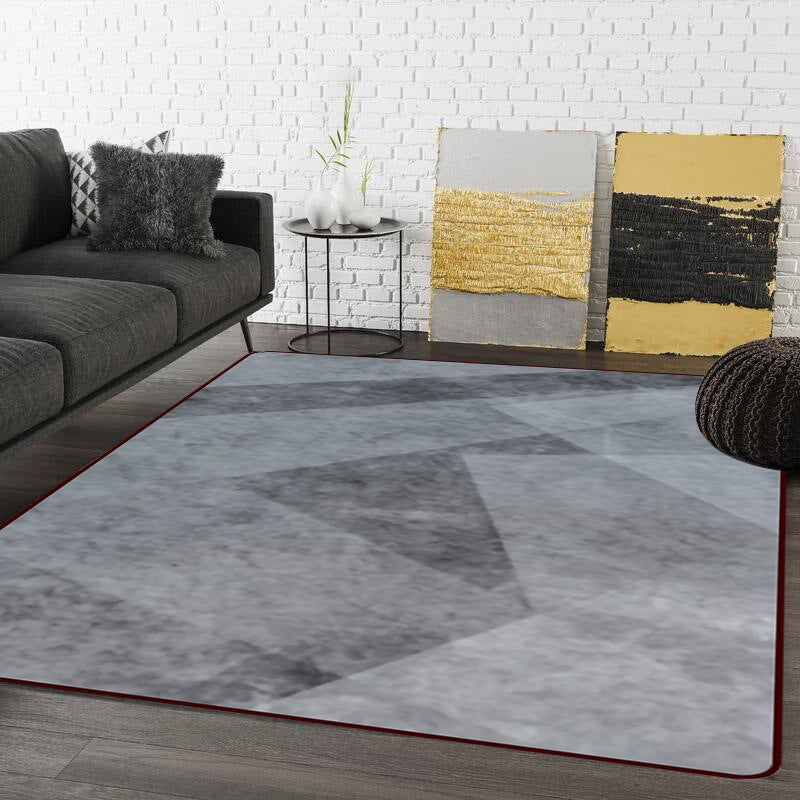 Modern Living Room Rug in Grey Abstract Irregular Shape Print Rug Polyester Stain-Resistant Area Rug