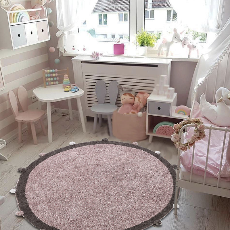 Casual Living Room Rug in Grey and Pink Plain Rug Polyester Machine Washable Anti-Slip Area Rug