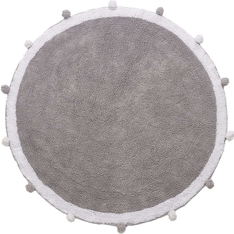 Casual Living Room Rug in Grey and Pink Plain Rug Polyester Machine Washable Anti-Slip Area Rug