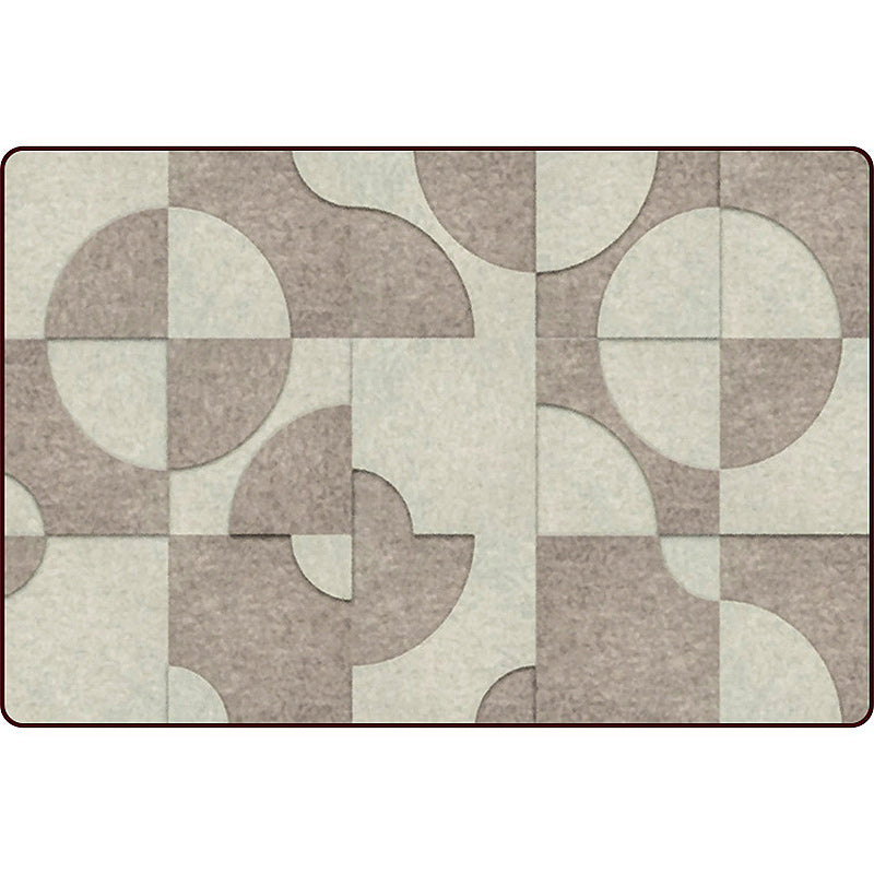 Brown Bedroom Rug Modern Color Block Circle Pattern Area Rug Polyester
Machine Washable Carpet