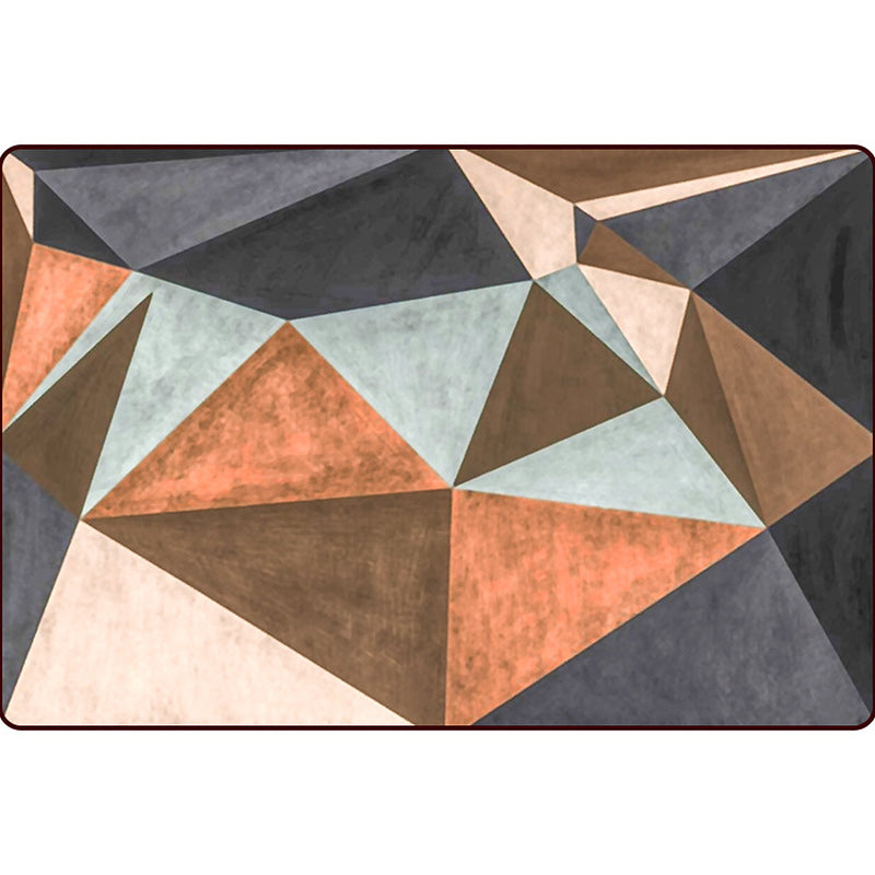 Modern Living Room Rug in Brown Color Block Triangle Print Rug Polyester Anti-Slip Pet Friendly Area Rug