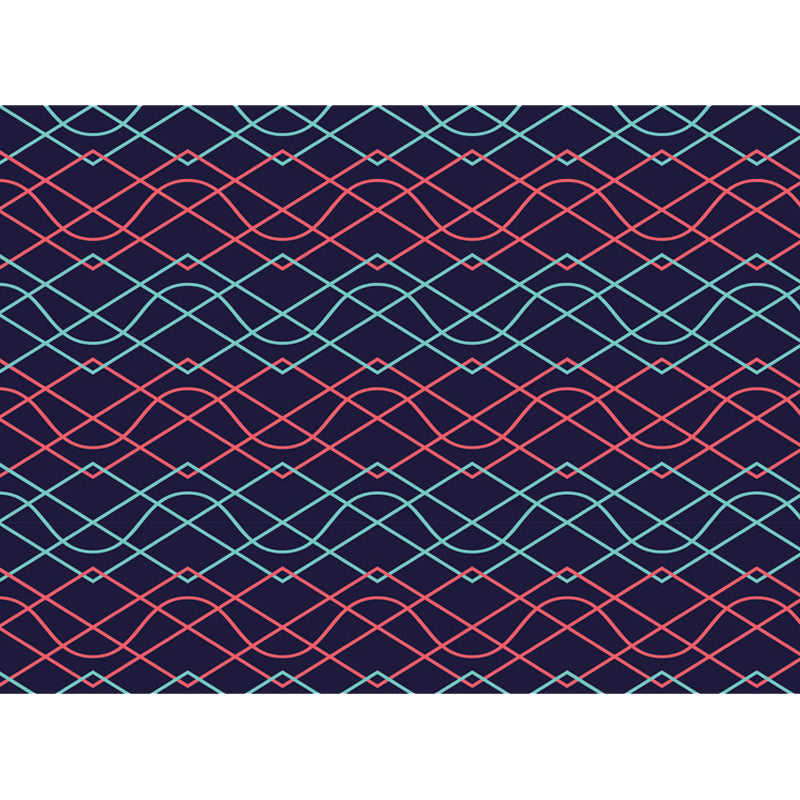 Black Bedroom Rug Modern Geometry Diamond Curved Line Pattern Area Rug Polyester Washable Carpet