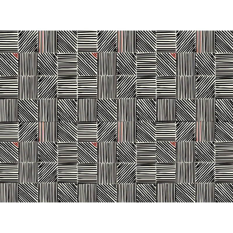 Modern Living Room Rug in Black Stripes Print Rug Polyester Anti-Slip Backing Area Rug