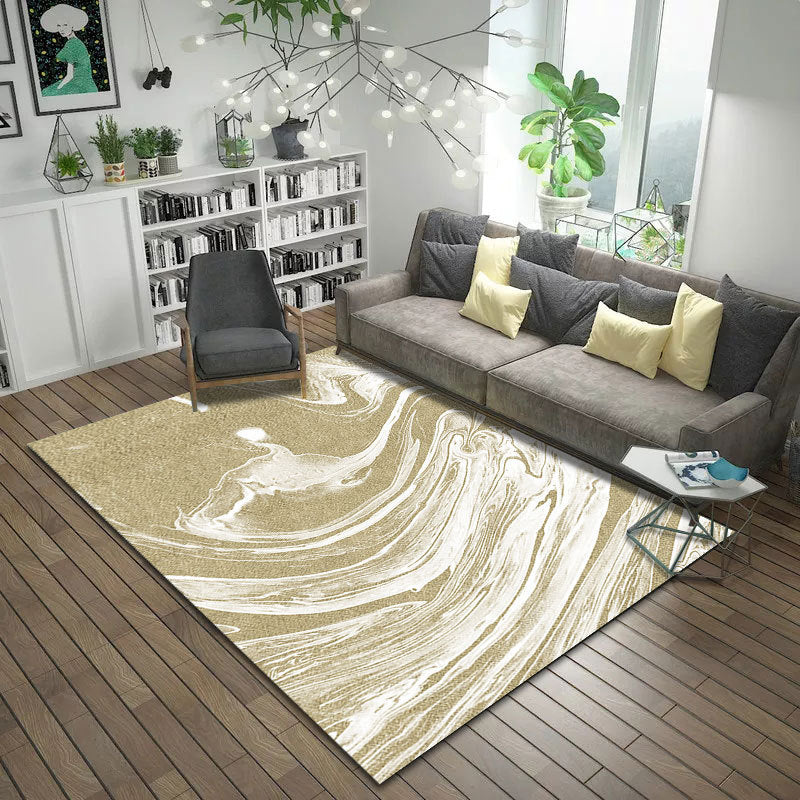 Modern Living Room Rug in Pink and Brown Abstract Twisted Line Print Rug Polyester Non-Slip Backing Area Rug