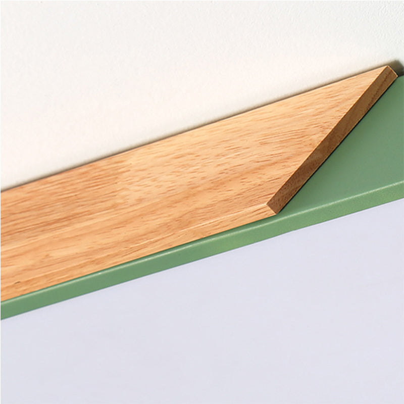 Plafonnier carré de chambre à coucher, éclairage encastré vert nordique avec abat-jour en bois et acrylique pour enfants