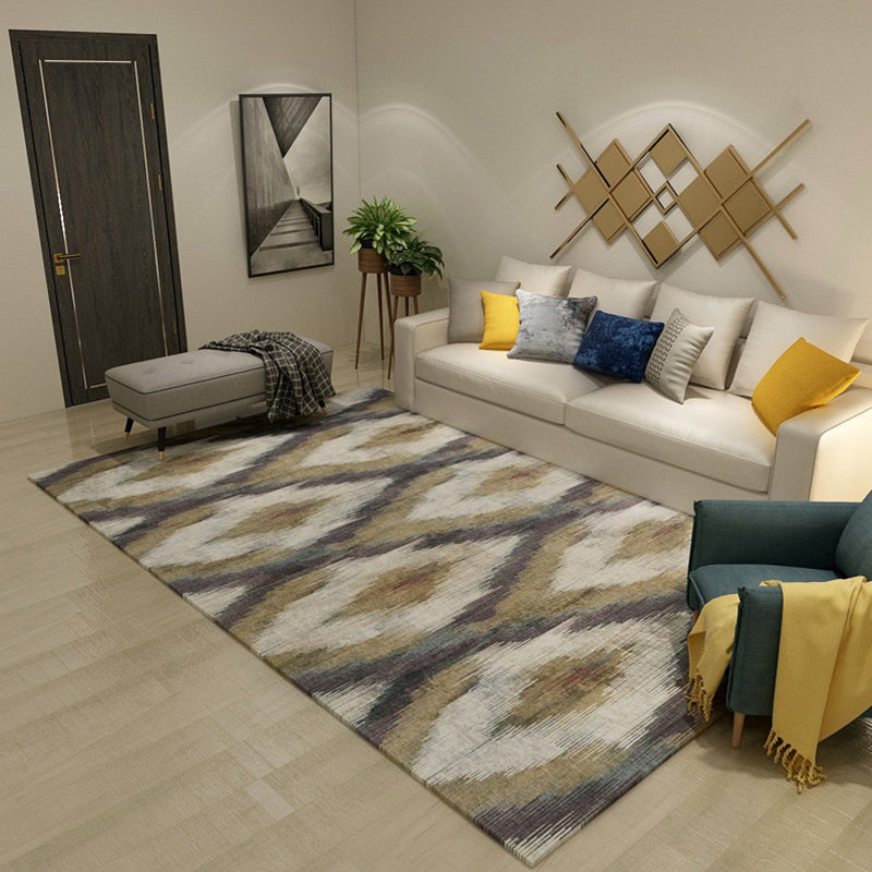 Pink and Brown Bedroom Rug Modern Abstract Diamond Pattern Area Rug Polyester Anti-Slip Backing Carpet