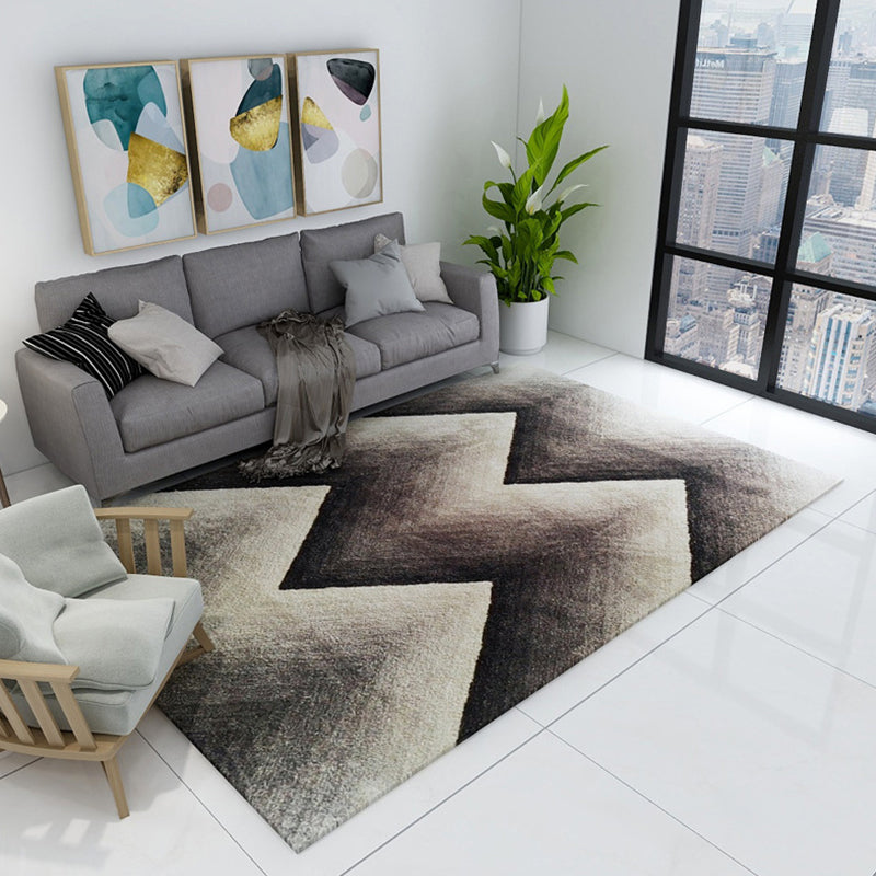 Nordic Modern Rug in Brown and Black Abstract Stripe Pattern Rug Polyester Stain-Resistant Carpet for Home Decoration