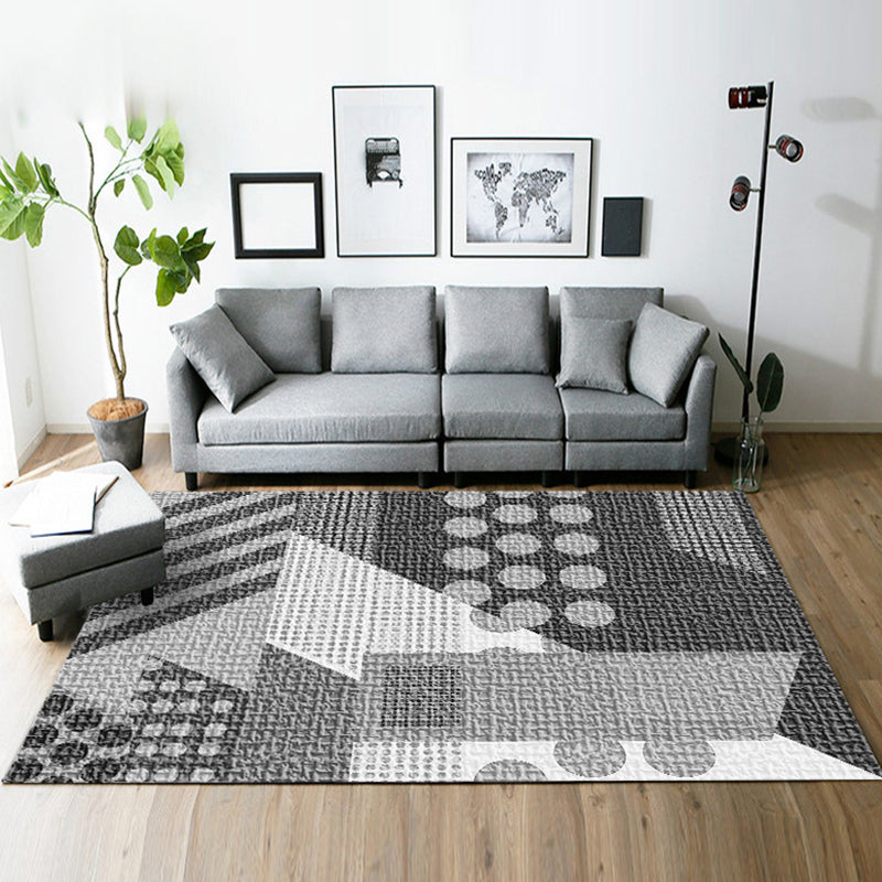 Modern Living Room Rug in Grey and Green Geometric Triangle Print Rug Polyester Pet Friendly Area Rug