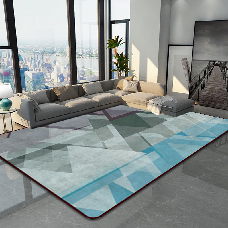 Minimalist Modern Rug in Grey Colorblock Triangle Pattern Rug Polyester Pet Friendly Carpet for Home Decoration