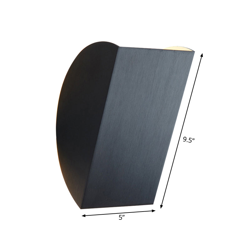 Luz de pared plegada aplique con tono semicírculo de aluminio moderno 1 luz de montaje de pared negro/dorado claro