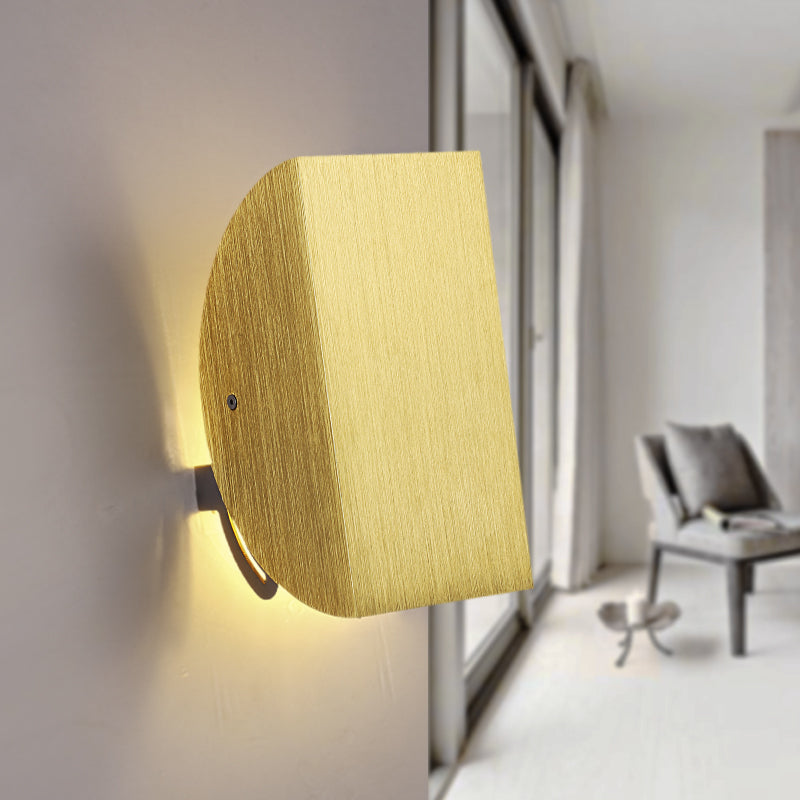 Luz de pared plegada aplique con tono semicírculo de aluminio moderno 1 luz de montaje de pared negro/dorado claro