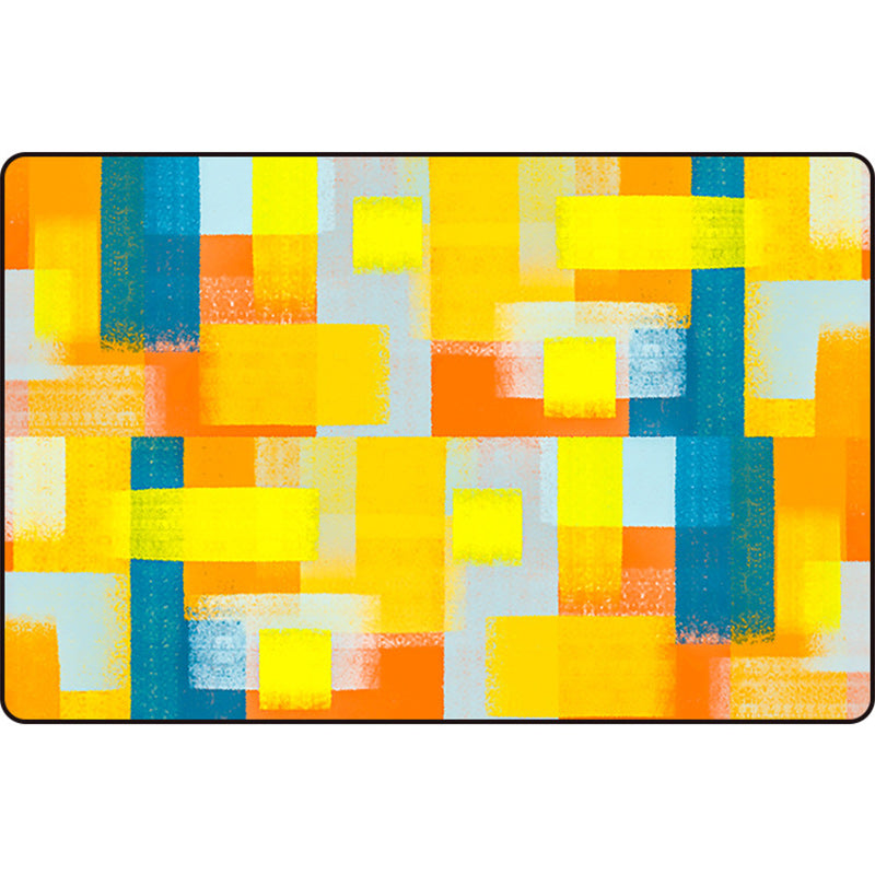 Black and Yellow Bedroom Rug Modern Abstract Painting Pattern Area Rug Polyester Washable Carpet