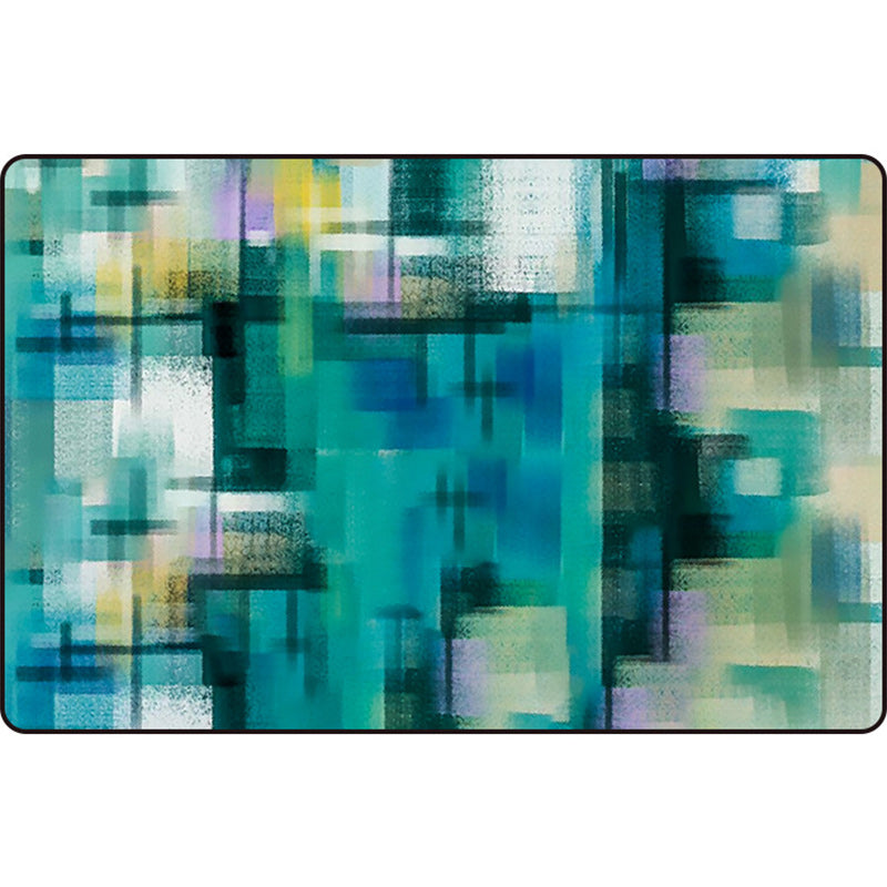 Modern Living Room Rug in Blue and Purple Abstract Stripe Print Rug Polyester Non-Slip Washable Area Rug