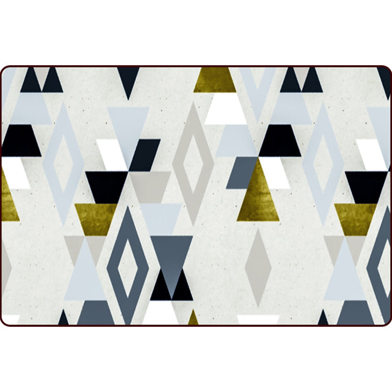 Grey Bedroom Rug Modern Geometric Diamond Pattern Area Rug Polyester Pet Friendly Carpet