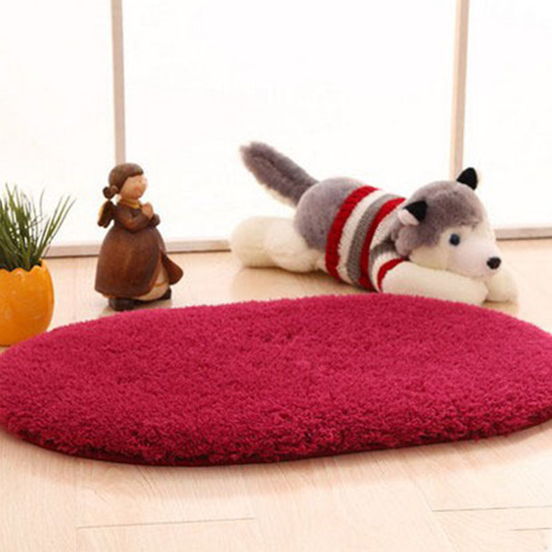 Tapis décontracté contemporain en tapis de couleur unie rouge et gris en polyester