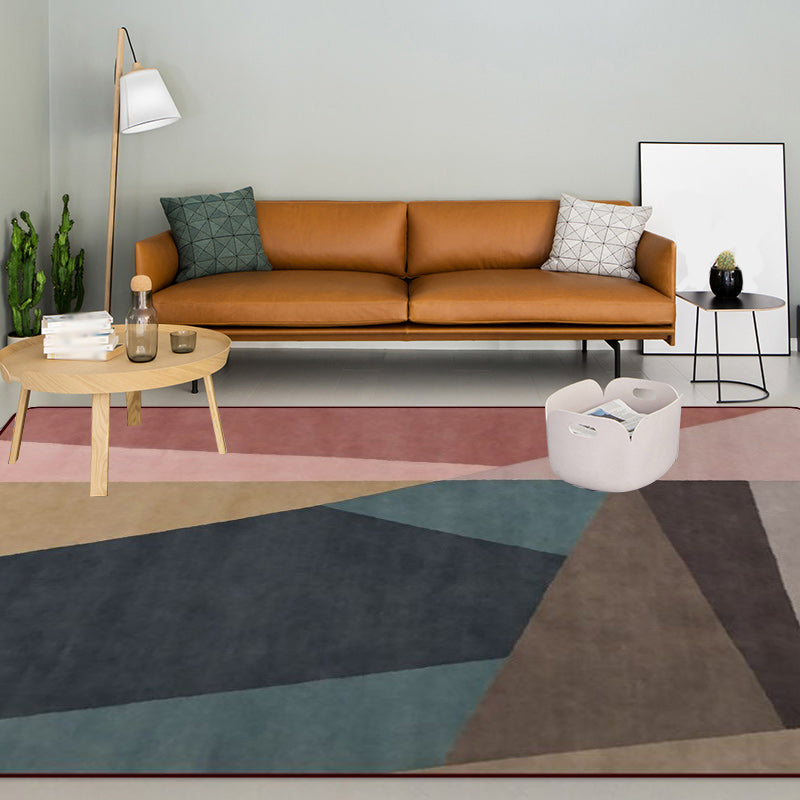 Modern Living Room Rug Colorful Color Block Irregular Shape Print Rug Polyester Anti-Slip Area Rug