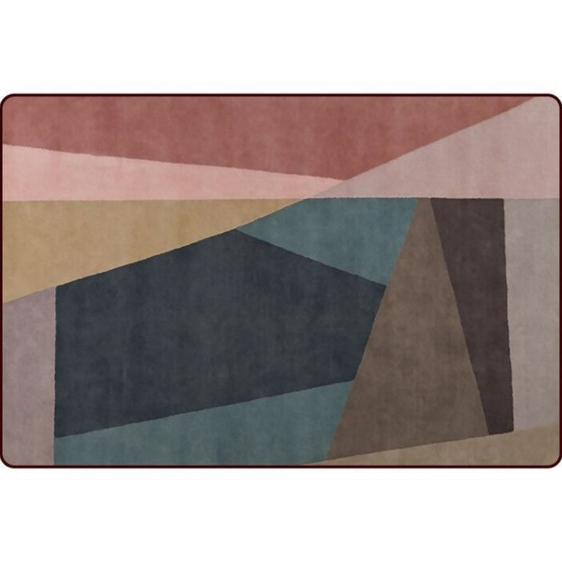 Modern Living Room Rug Colorful Color Block Irregular Shape Print Rug Polyester Anti-Slip Area Rug