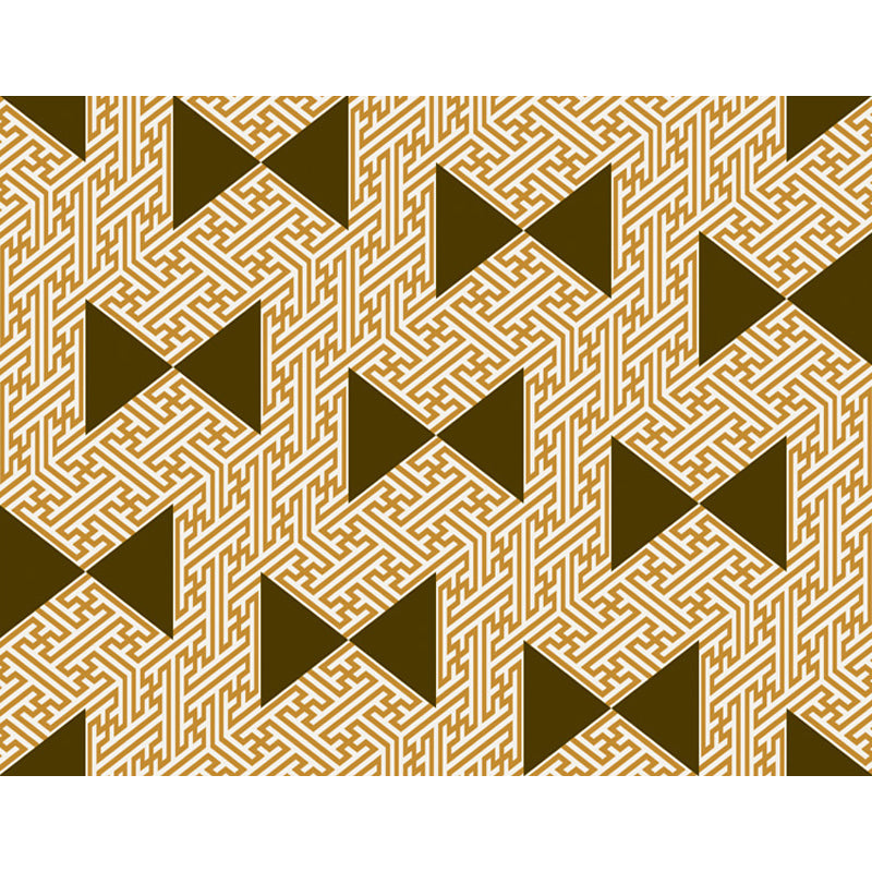 Yellow Bedroom Rug Modern Triangle Maze Pattern Area Rug Polyester Stain-Resistant Carpet