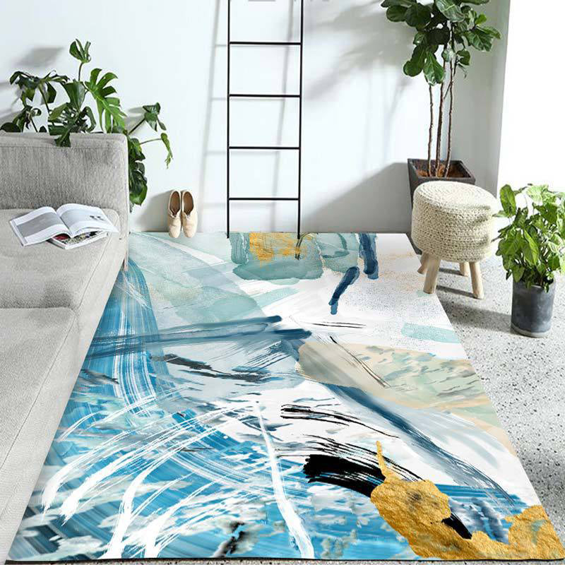 Novelty Modern Rug in Purple and Blue Abstract Painting Pattern Rug Polyester Non-Slip Carpet for Home Decoration