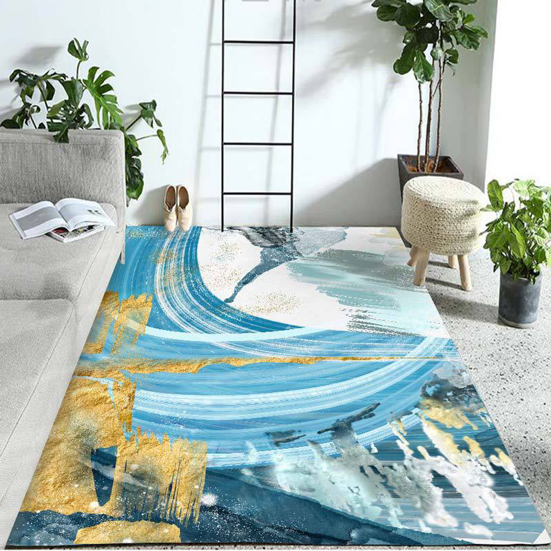 Novelty Modern Rug in Purple and Blue Abstract Painting Pattern Rug Polyester Non-Slip Carpet for Home Decoration