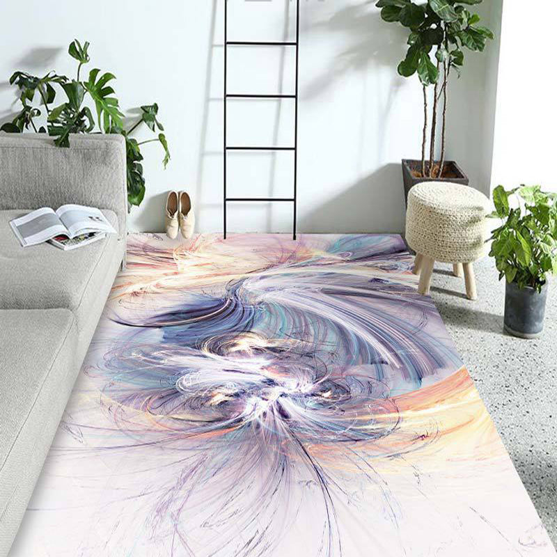 Novelty Modern Rug in Purple and Blue Abstract Painting Pattern Rug Polyester Non-Slip Carpet for Home Decoration