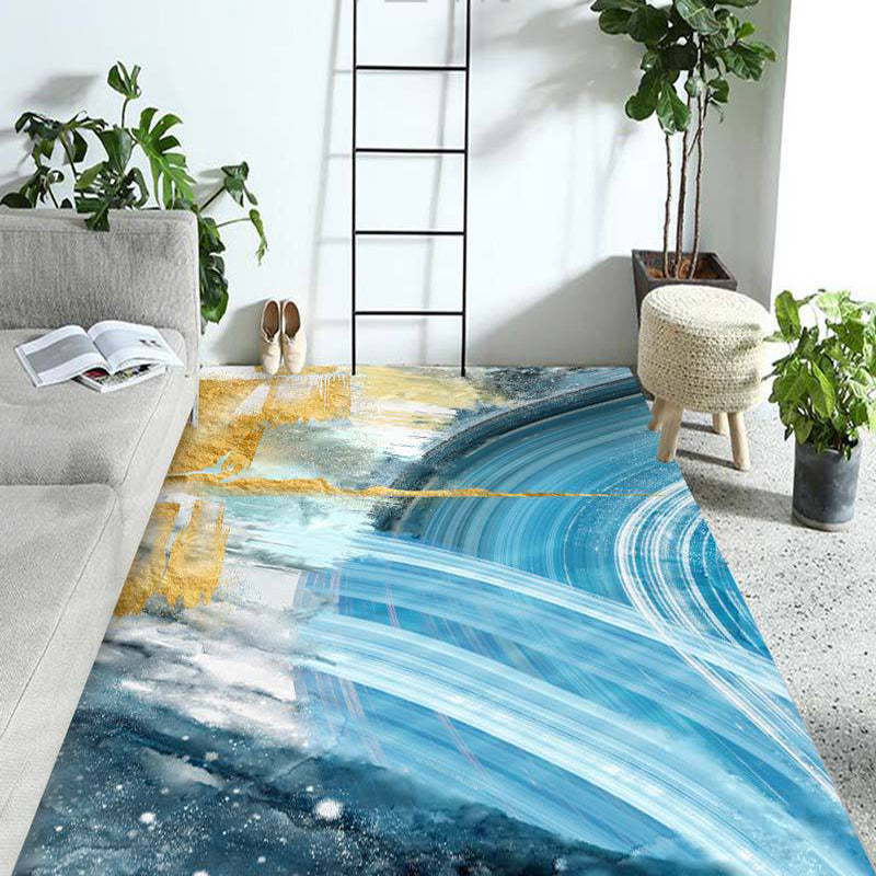 Novelty Modern Rug in Purple and Blue Abstract Painting Pattern Rug Polyester Non-Slip Carpet for Home Decoration